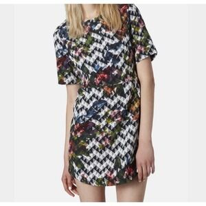 Topshop Floral Gingham Print Mini Dress  Size 8